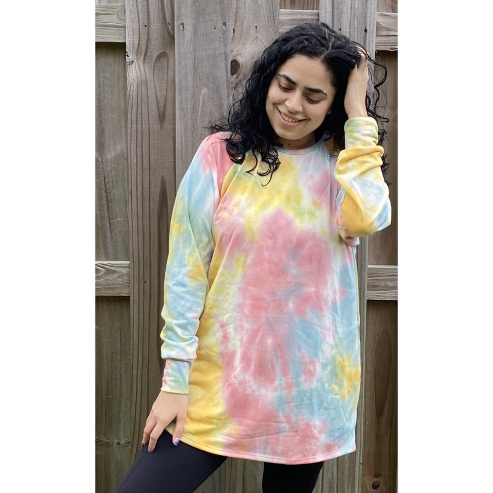 Eldridge Tie Dye Raglan Tunic, Coral